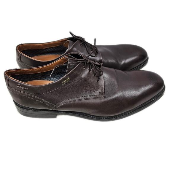Clarks Chilver Walk Leather Dress Oxfords with Gore-Tex Brown Size 13 - Picture 5 of 10